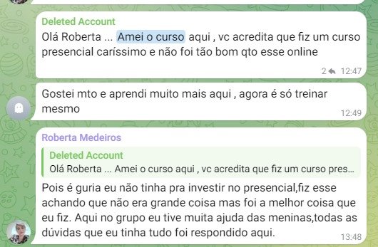 Depoimento de resultado após curso de extensão de cílios
